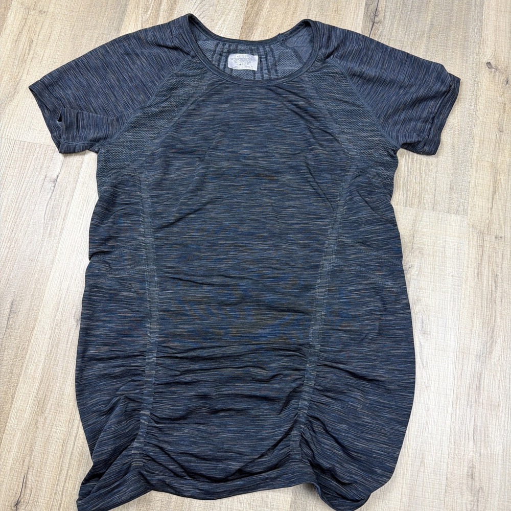 Athleta Fast Track Tee Women's Large Ruched Side Athletic Running Top‎ Gray